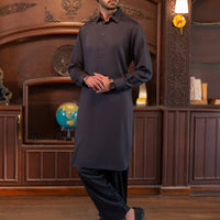 Blended Charcoal Grey Shalwar Kameez - J. Junaid Jamshed