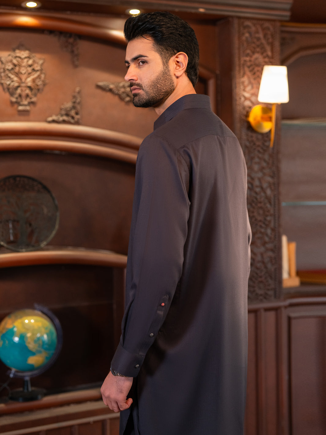Blended Charcoal Grey Shalwar Kameez - J. Junaid Jamshed