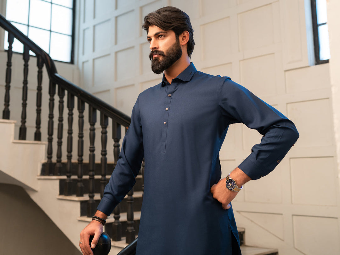 Blended Blue Shalwar Kameez - Almirah