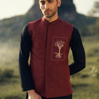 Polyester Red Waist Coat - Almirah