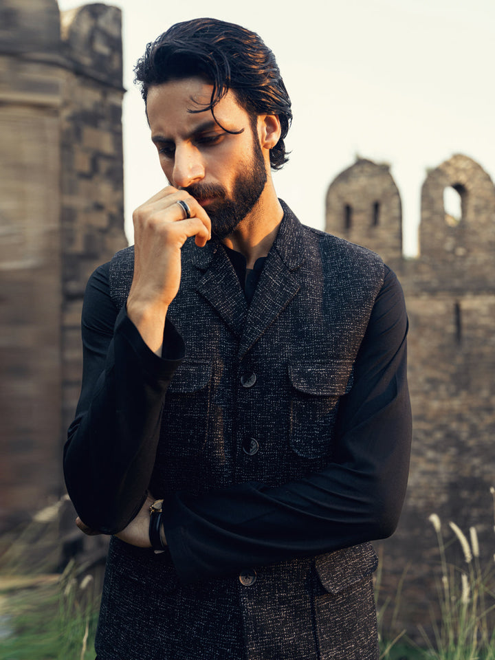 Blended Black Waist Coat - Almirah