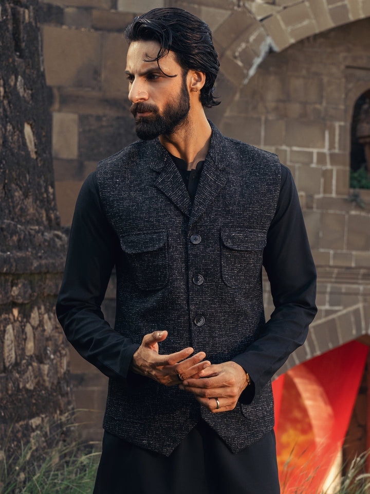 Blended Black Waist Coat - Almirah