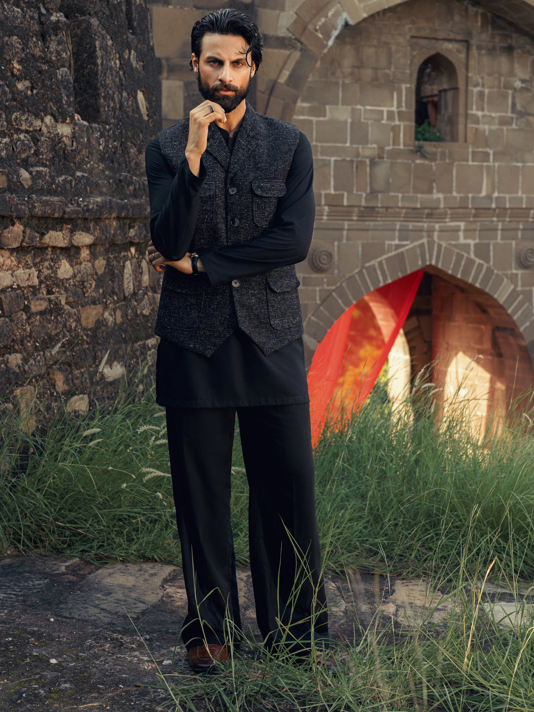 Blended Black Waist Coat - Almirah