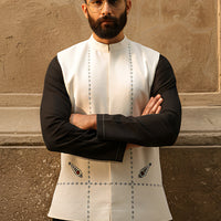 Cotton White Waist Coat - Almirah