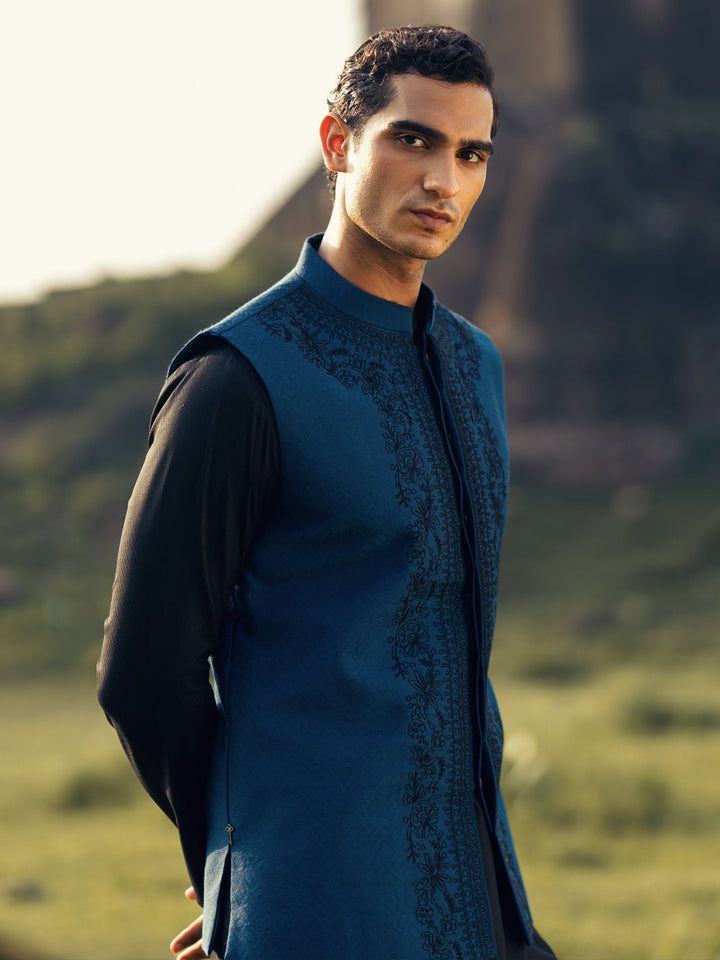 Blended Blue Waist Coat - Almirah