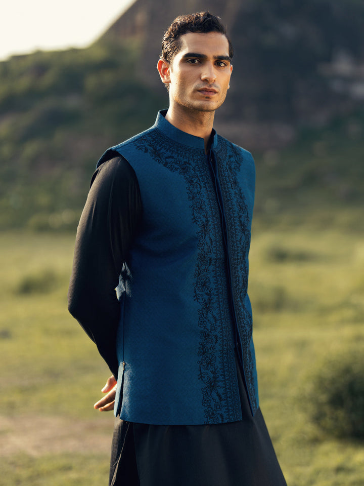 Blended Blue Waist Coat - Almirah