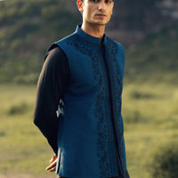 Blended Blue Waist Coat - Almirah