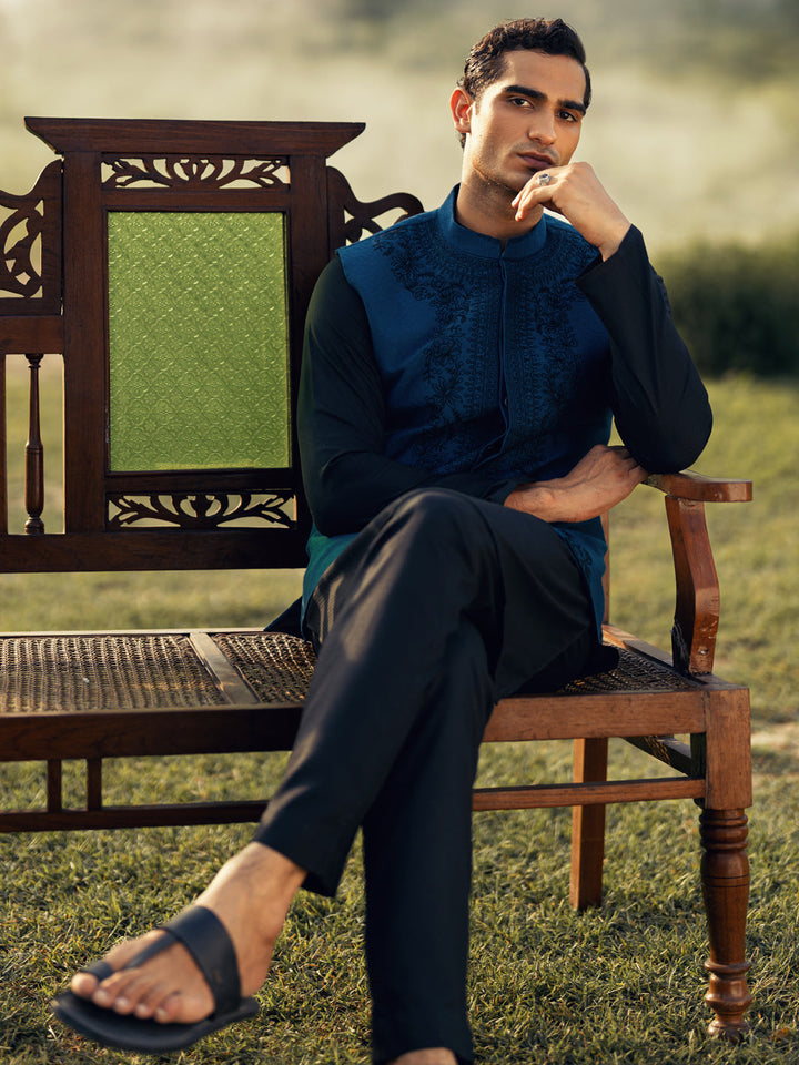 Blended Blue Waist Coat - Almirah