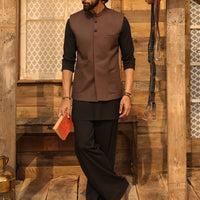 Cotton Brown Waist Coat - Almirah