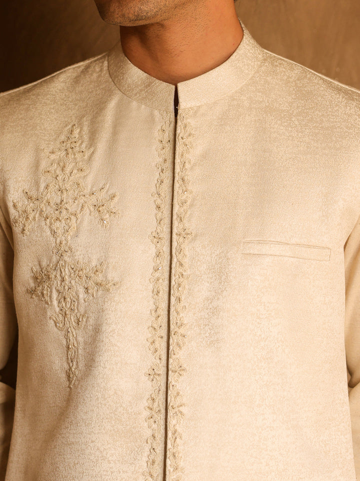 Polyester Off White Waist Coat - Almirah