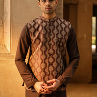 Polyester Brown Waist Coat - Almirah