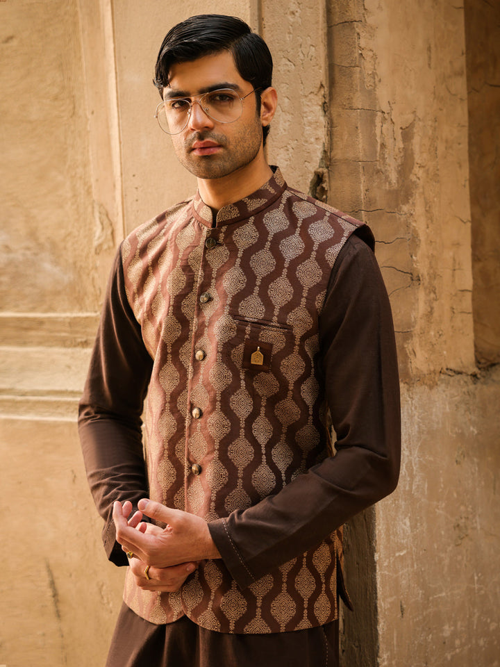 Polyester Brown Waist Coat - Almirah