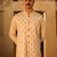 Polyester Beige Waist Coat - Almirah