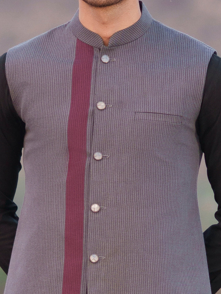 Cotton Grey Waist Coat - Almirah
