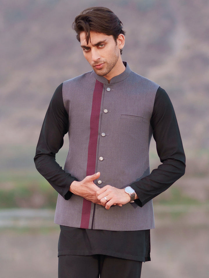 Cotton Grey Waist Coat - Almirah