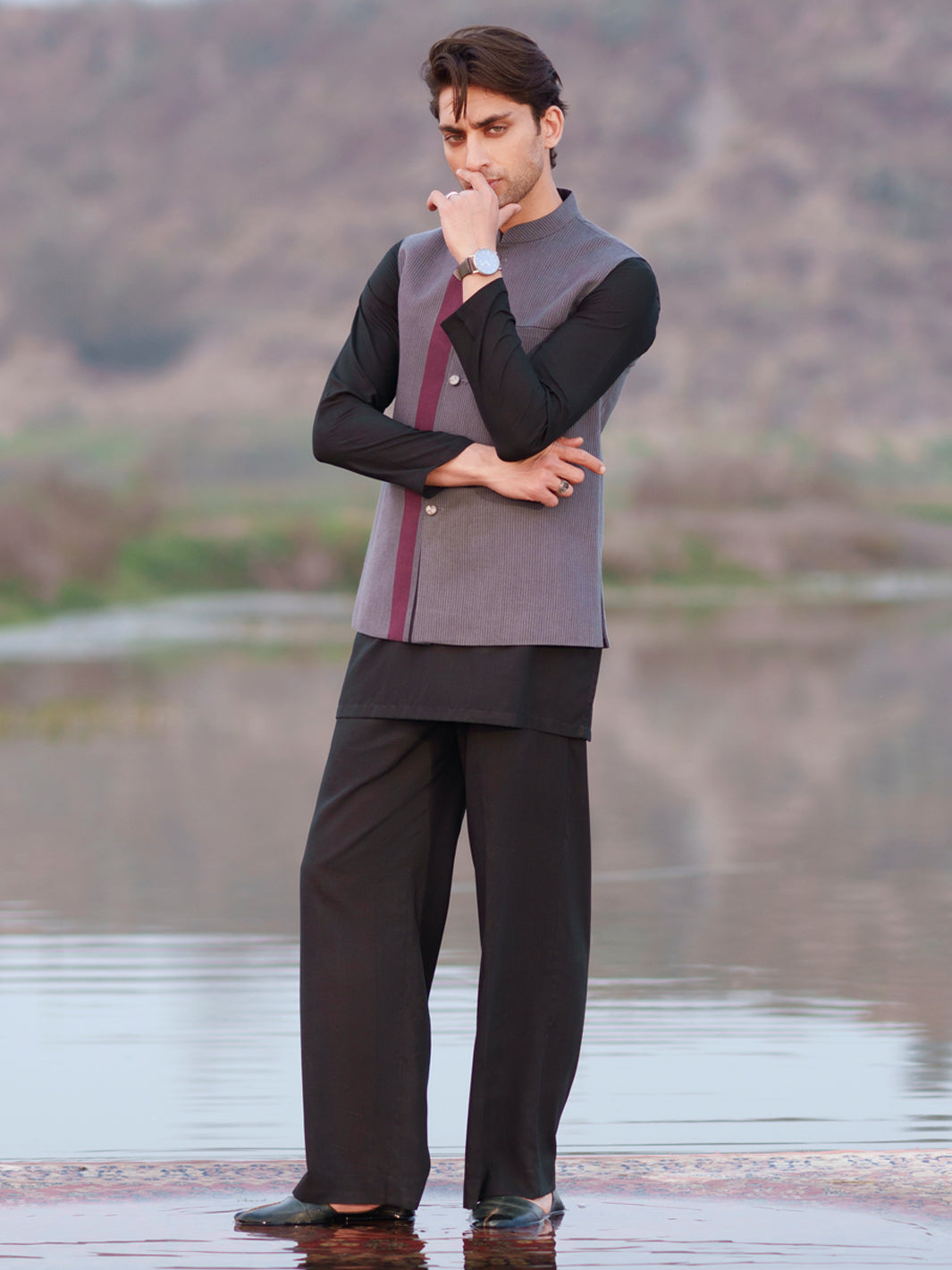 Cotton Grey Waist Coat - Almirah