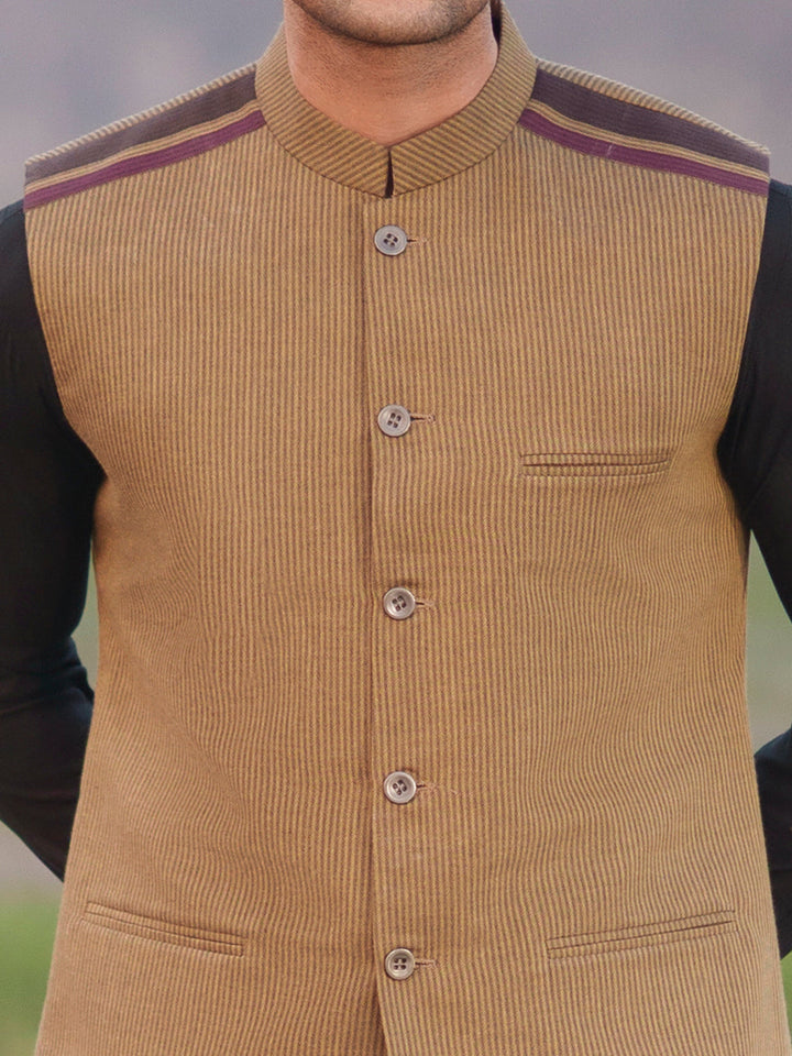 Cotton Mustard Waist Coat - Almirah