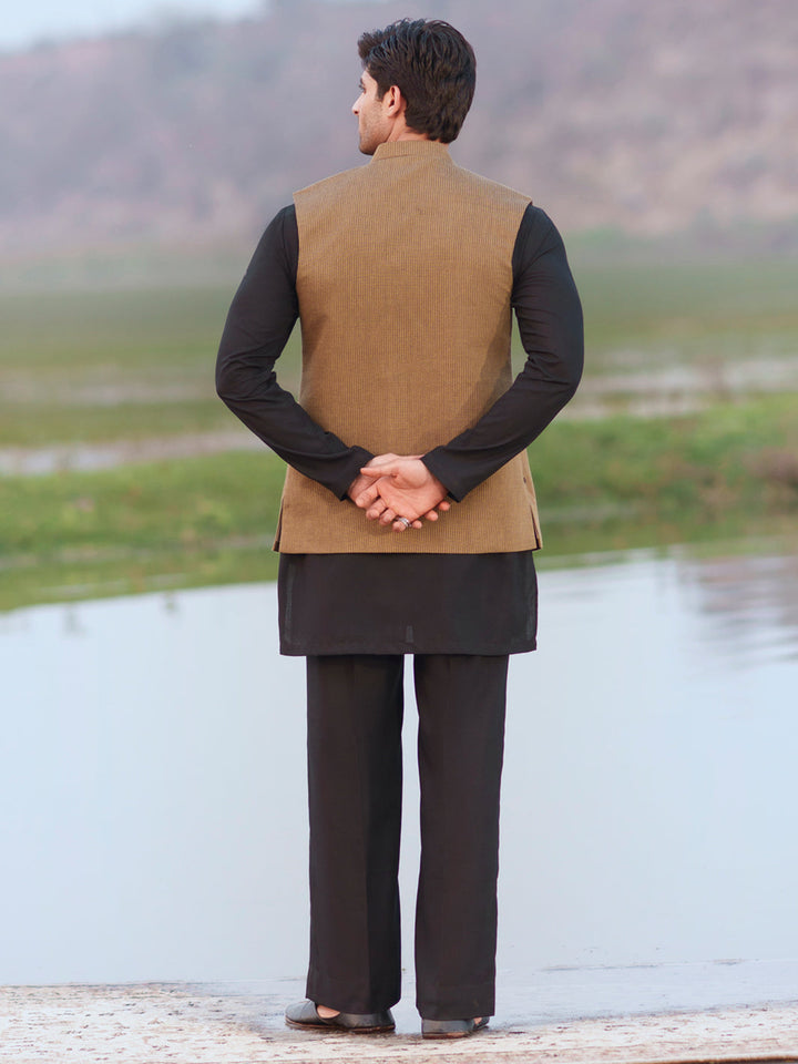Cotton Mustard Waist Coat - Almirah