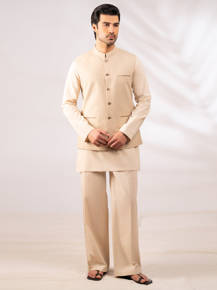 Blended Beige Waist Coat - Almirah