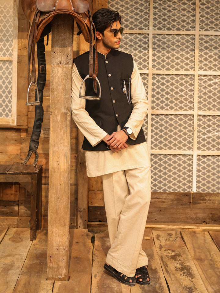 Blended Black Waist Coat - Almirah