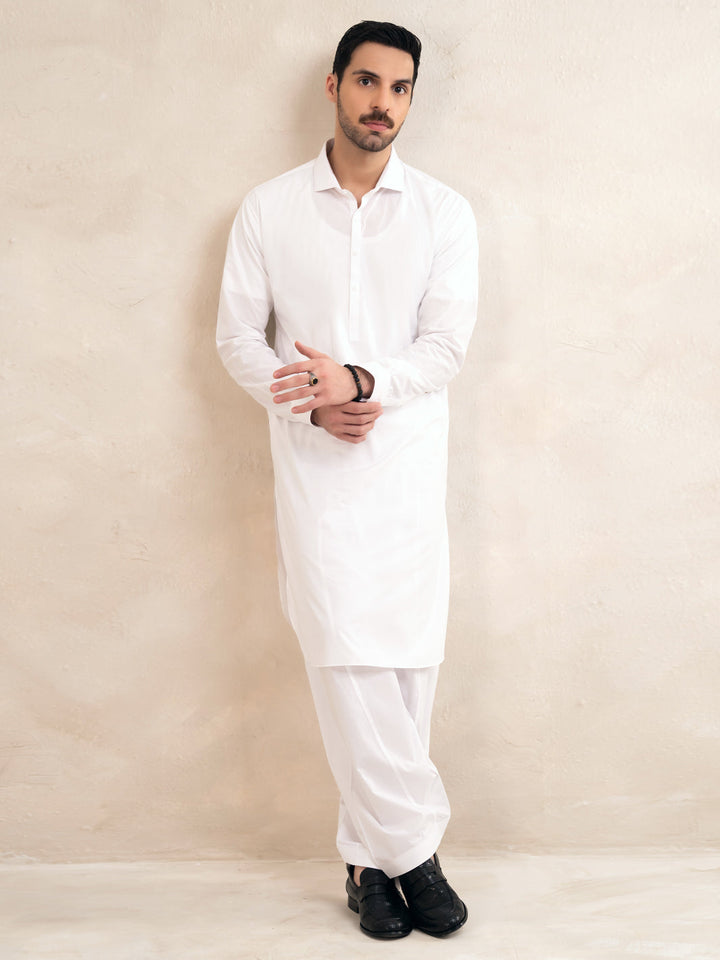 Cotton White Shalwar Kameez - Almirah