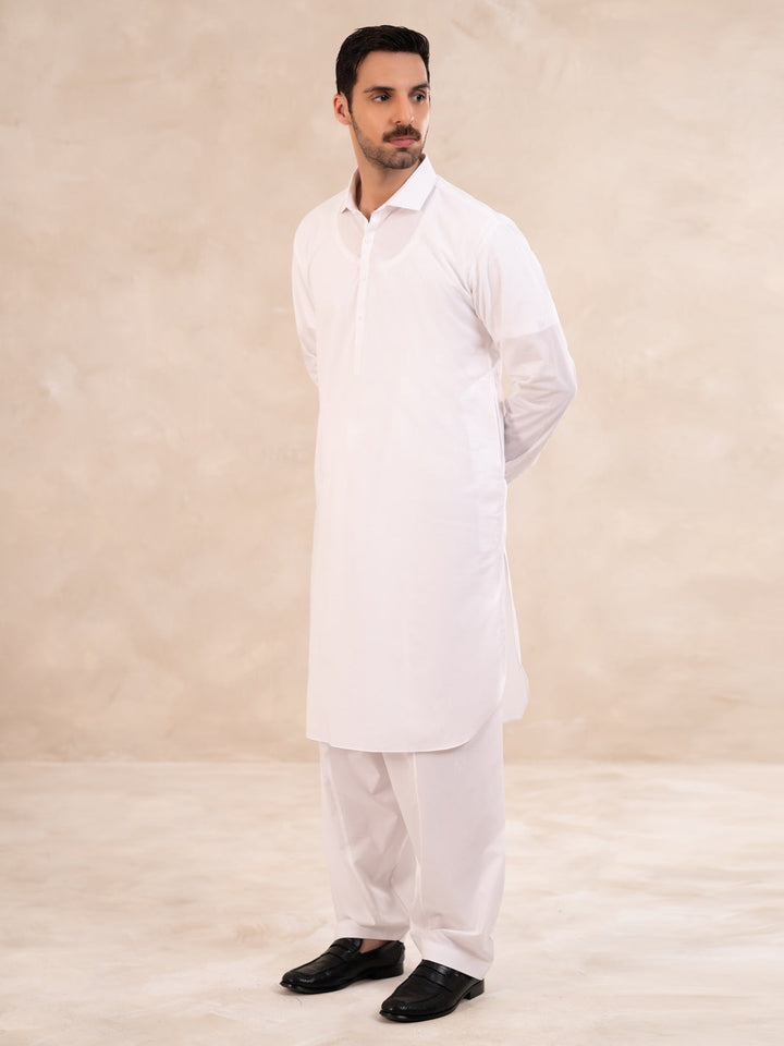 Cotton White Shalwar Kameez - Almirah