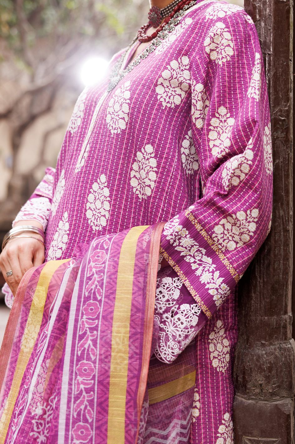 Dobby Cotton Purple Stitched Suit - Almirah