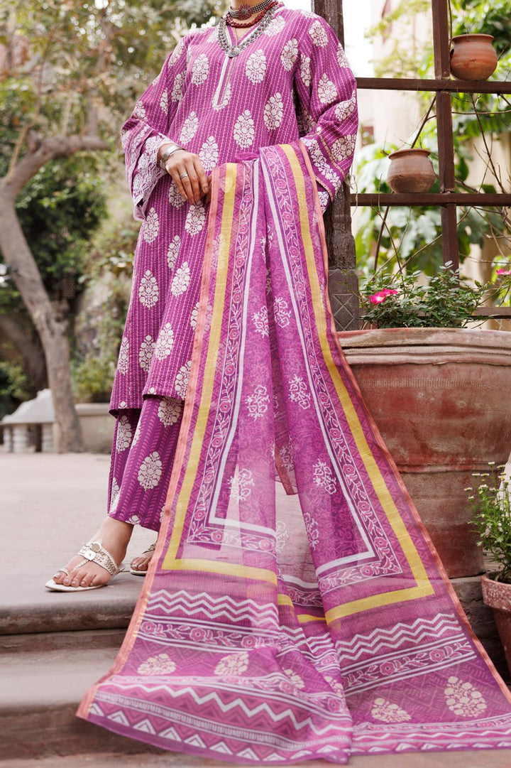 Dobby Cotton Purple Stitched Suit - Almirah