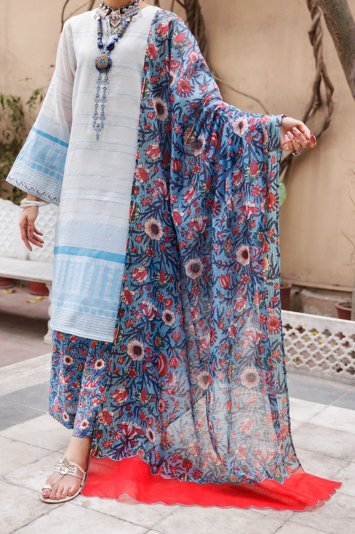 Yarn Dyed White Stitched Suit - Almirah