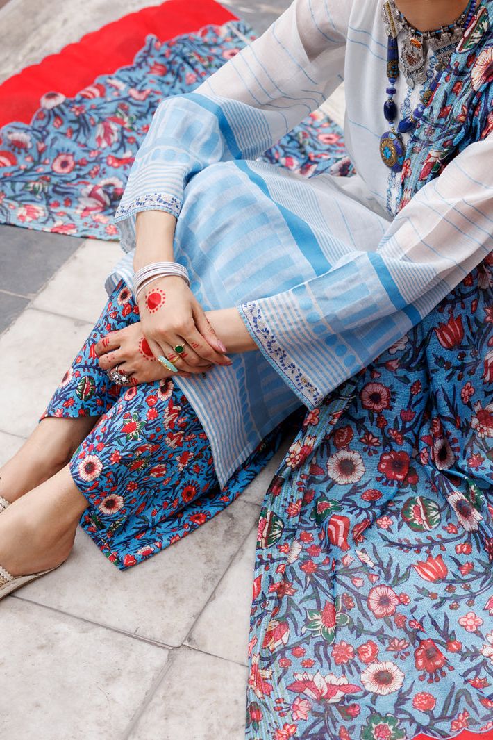 Yarn Dyed White Stitched Suit - Almirah