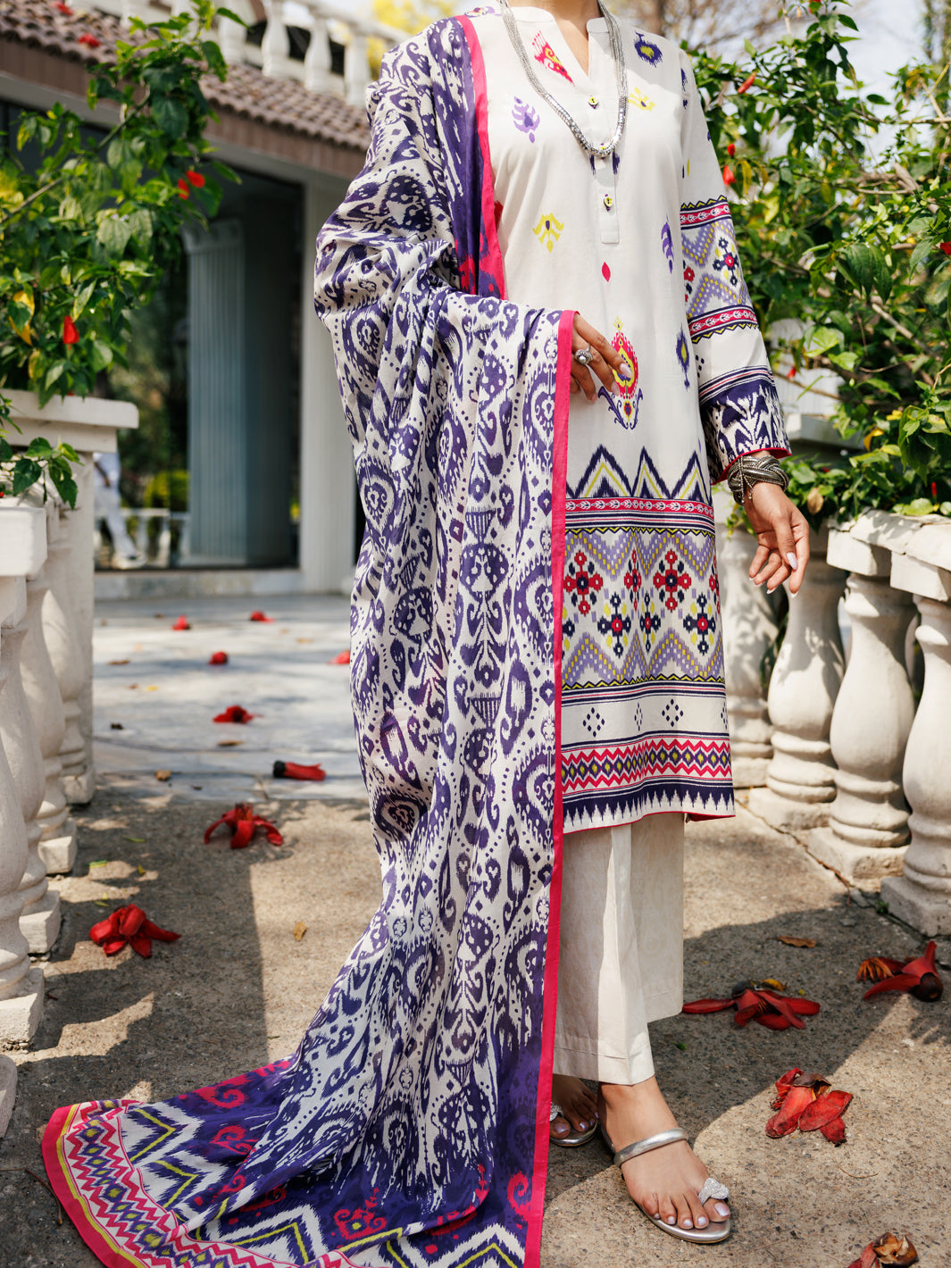 Lawn Ivory Stitched Suit - J. Junaid Jamshed