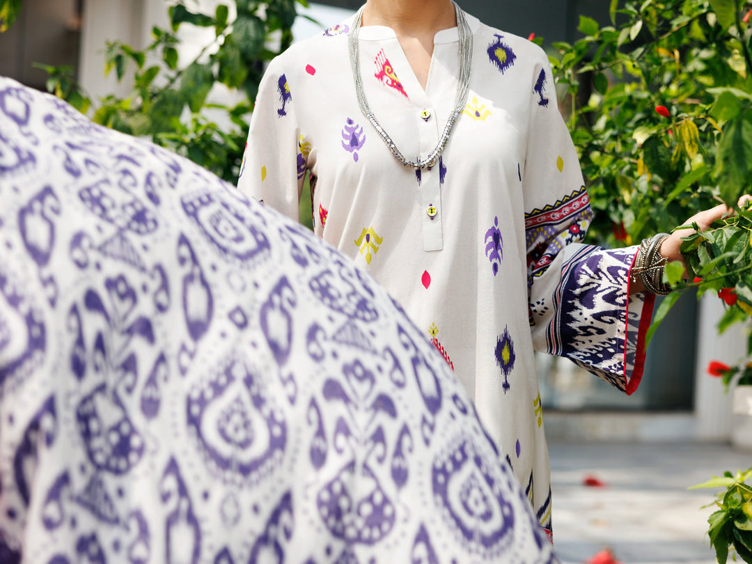 Lawn Ivory Stitched Suit - J. Junaid Jamshed