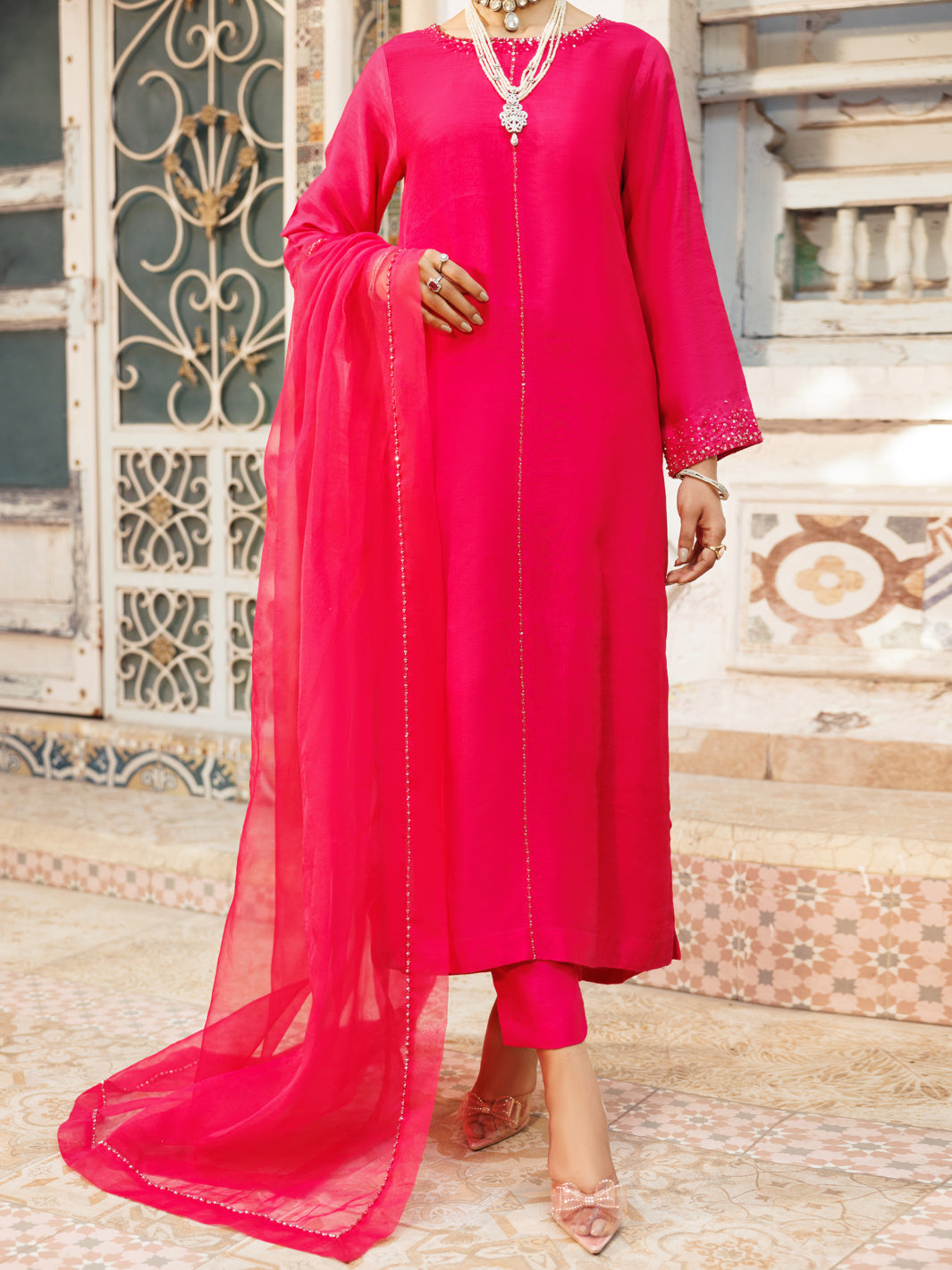 Fuchsia Stitched Suit - Almirah