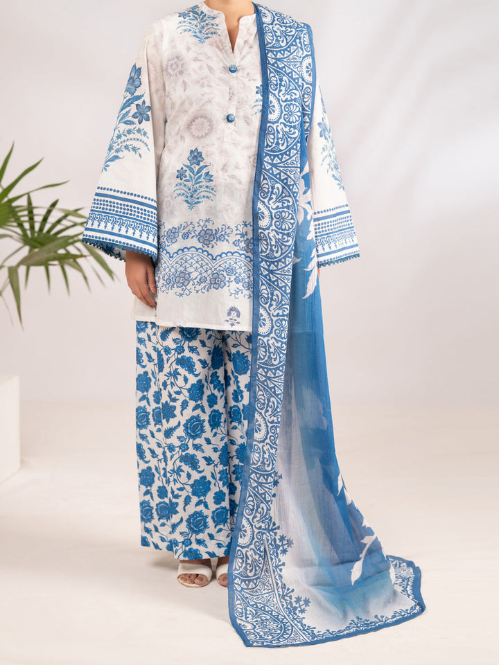 Poly Lawn Blue Stitched Suit - Almirah