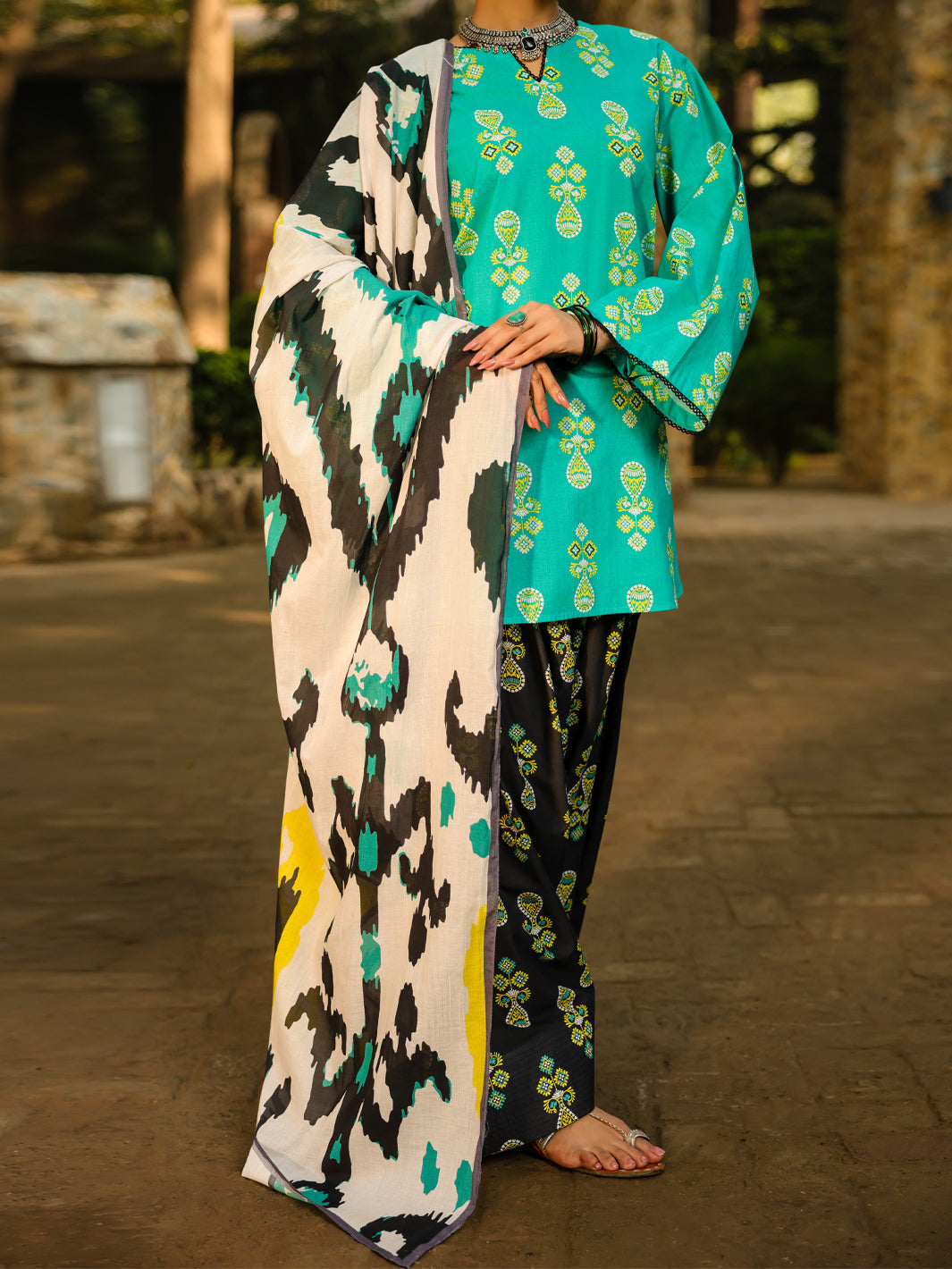 Lawn Turquoise Stitched Suit - Almirah