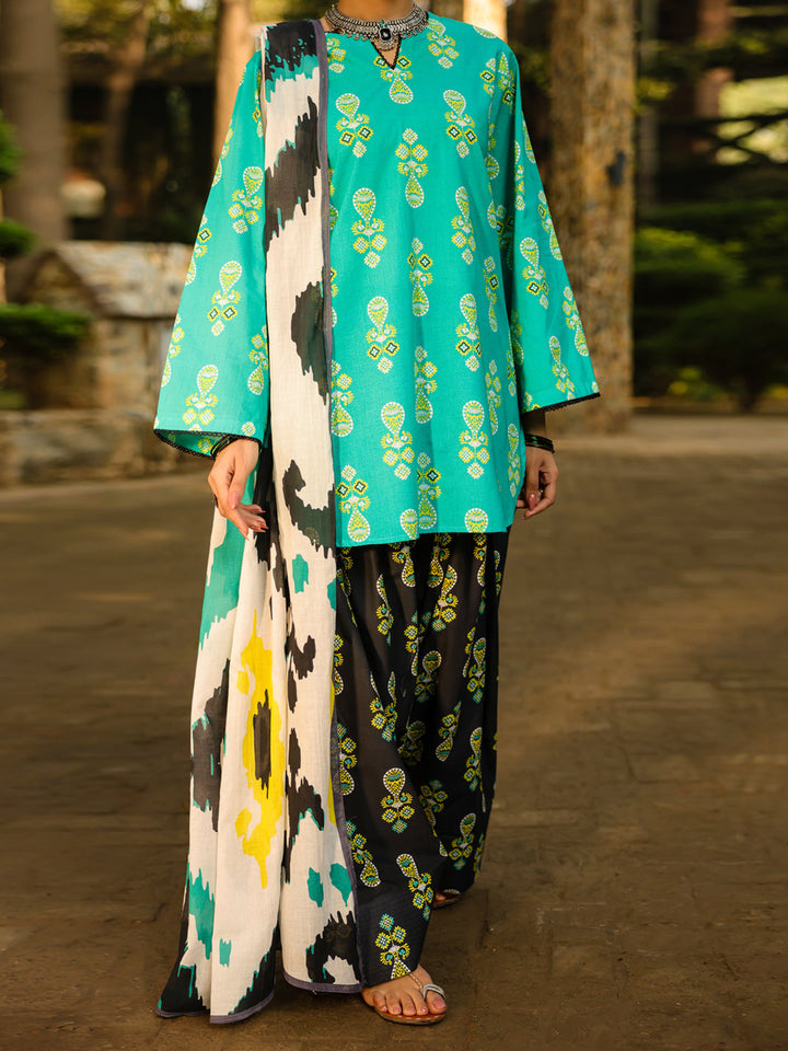 Lawn Turquoise Stitched Suit - Almirah
