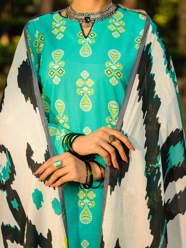 Lawn Turquoise Stitched Suit - Almirah