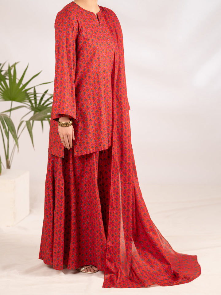 Lawn Red Stitched Suit - Almirah
