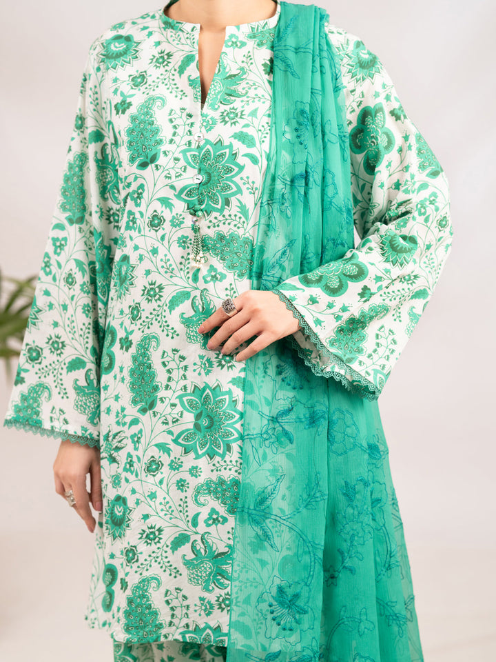 Lawn Green Stitched Suit - Almirah