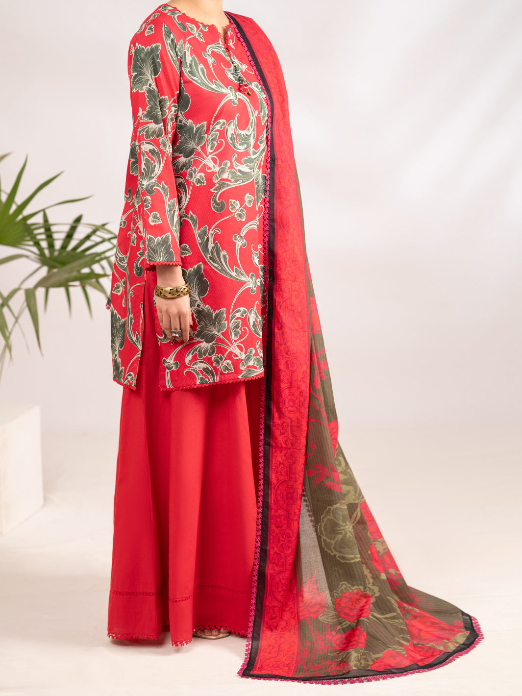Lawn Fuchsia Unstitched Suit - Almirah