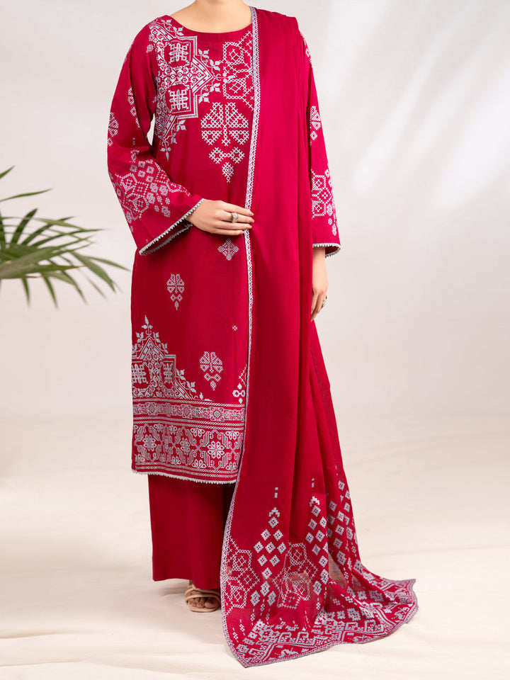 Poly Lawn Fuchsia Stitched Suit - Almirah