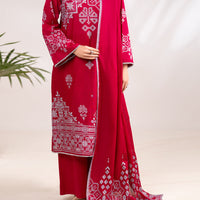 Poly Lawn Fuchsia Stitched Suit - Almirah