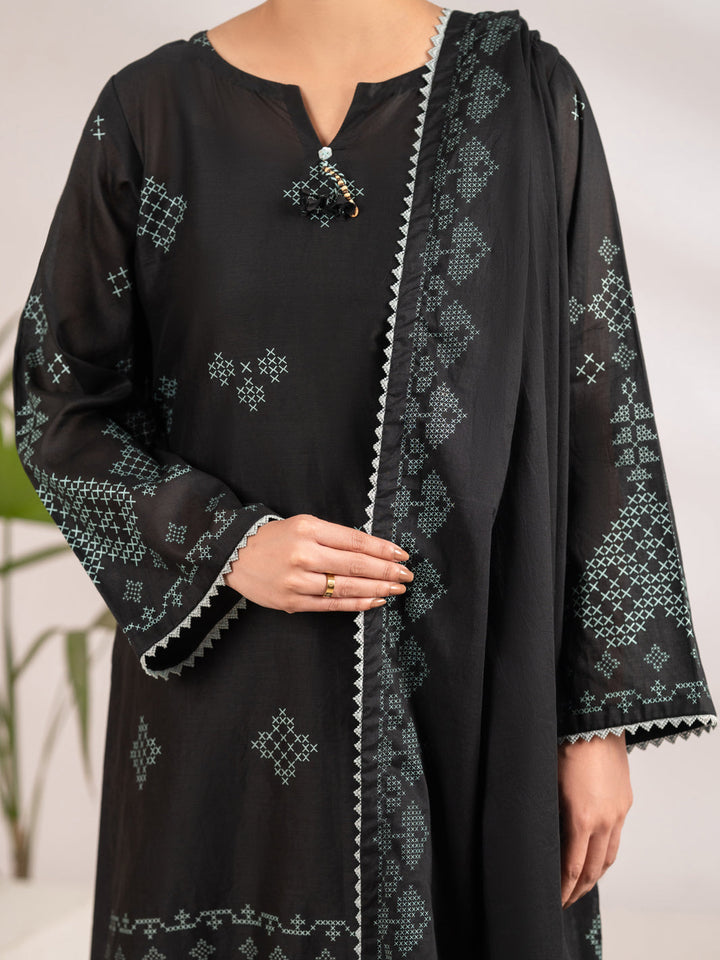 Lawn Black Stitched Suit - Almirah