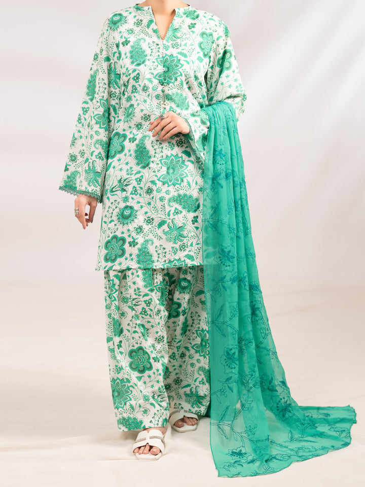 Lawn Green Stitched Suit - Almirah