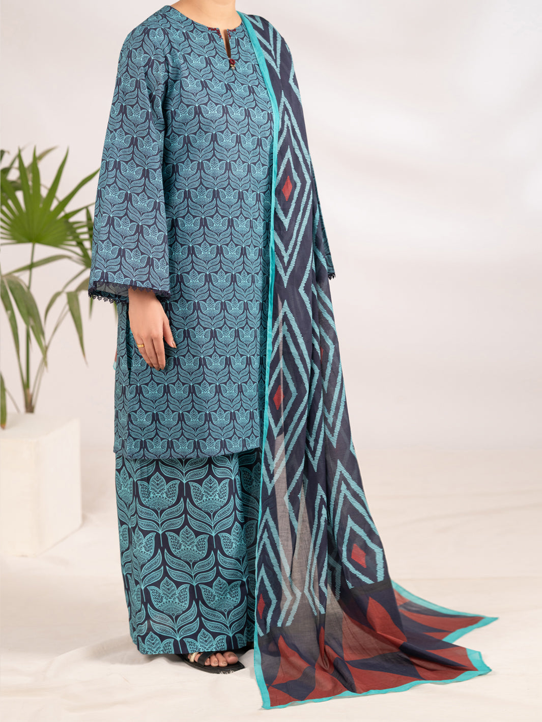 Lawn Blue Stitched Suit - Almirah