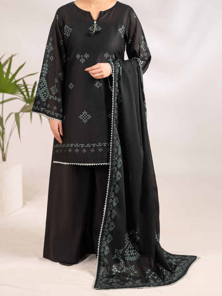 Lawn Black Stitched Suit - Almirah