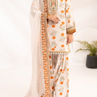 Lawn Off White Stitched Suit - Almirah