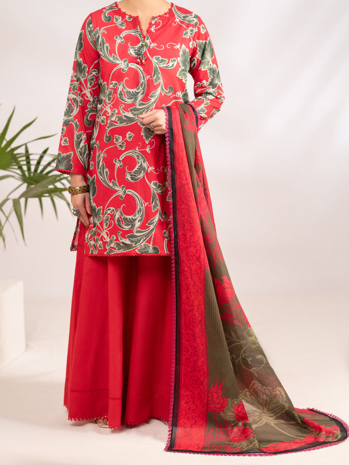 Lawn Fuchsia Unstitched Suit - Almirah