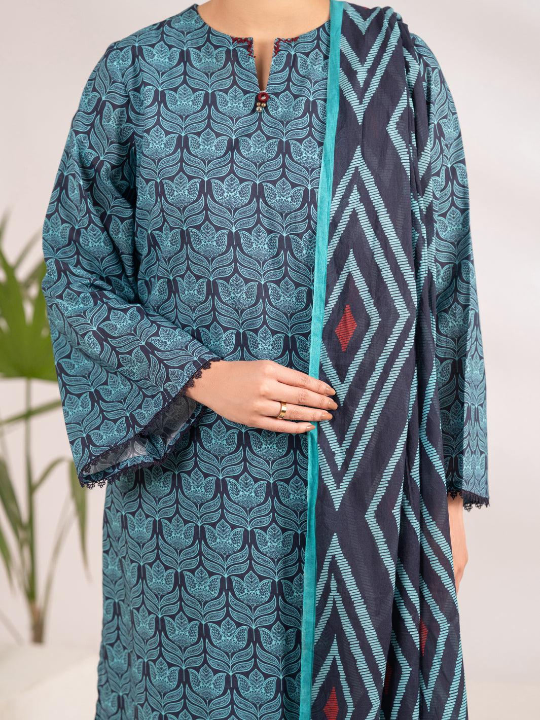 Lawn Blue Stitched Suit - Almirah