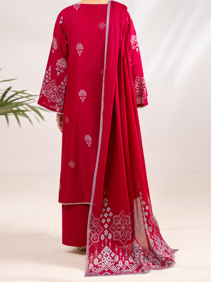 Poly Lawn Fuchsia Stitched Suit - Almirah